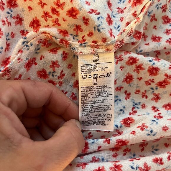 OLd Navy Dress‎ Plus XXL Ditsy Floral Square Neck Flutter Sleeve Peasant 16714 - Picture 4 of 12